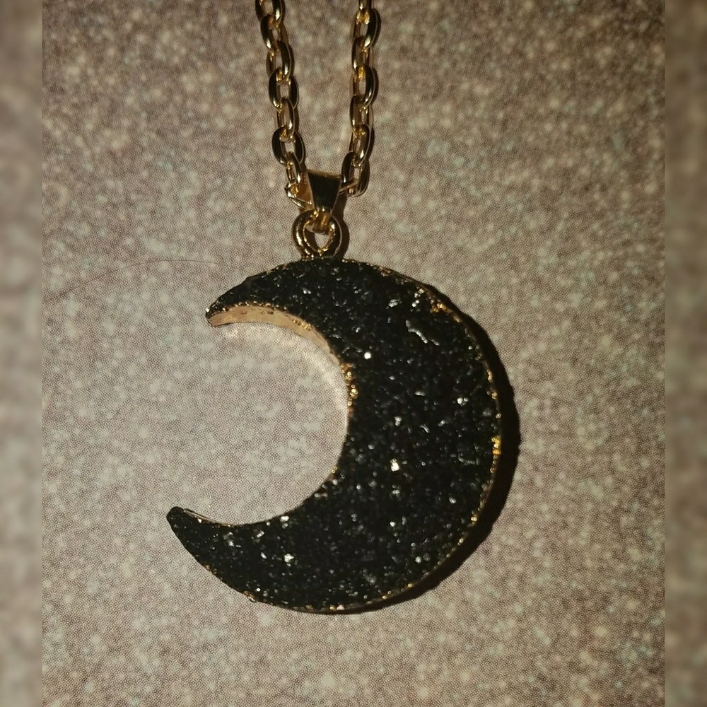 ⚡Last One SALE! Druzy Crescent Moon Necklace - Picture 2 of 7